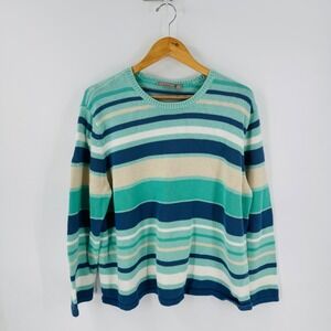 Vintage Striped Crew Neck 100% Cotton Size 2X Coastal Grandma Nautical Beach